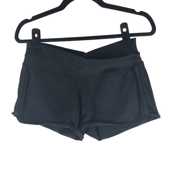 Lululemon Womens Astro Shorts Crossover Waist Solid Black 8 - Picture 1 of 3